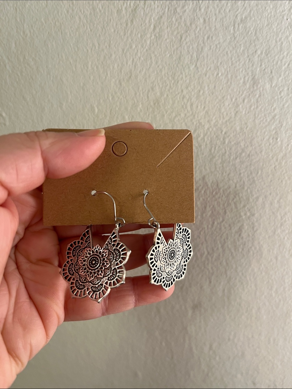Silver Tone Floral Mandala Hoops